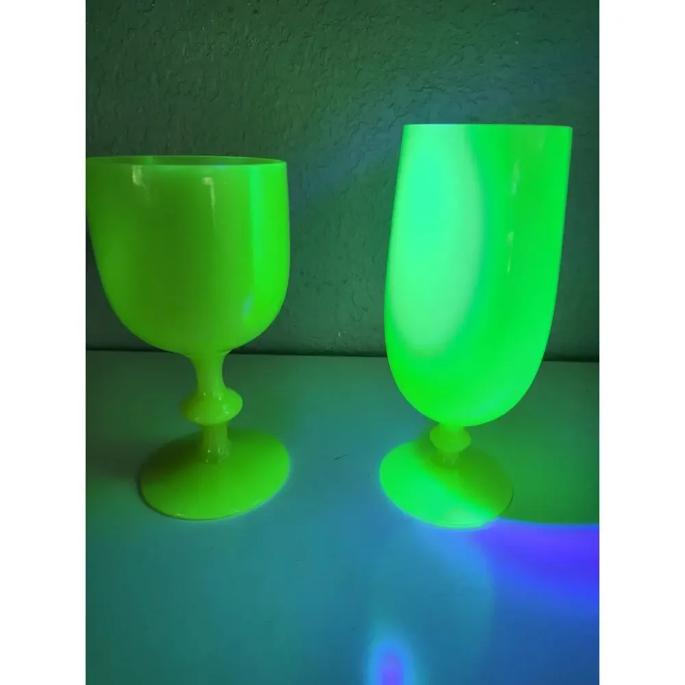 Portieux Vallerysthal Lot of 7 Canary Yellow Opaline Uranium Glasses 30's Read - Picture 7 of 11